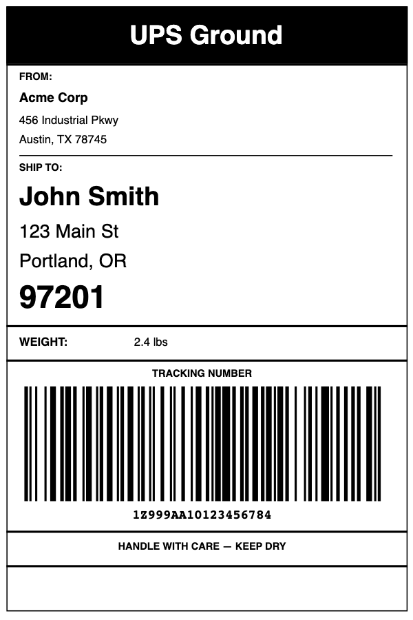 AI-generated Shipping Label